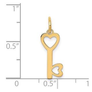 14k Yellow Gold Polished Hearts Key Charm