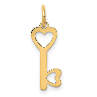 14k Yellow Gold Polished Hearts Key Charm