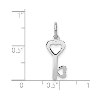 14k White Gold Heart-Shaped Key and Lock Charm
