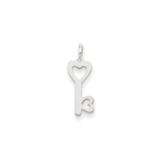 14k White Gold Heart-Shaped Key and Lock Charm