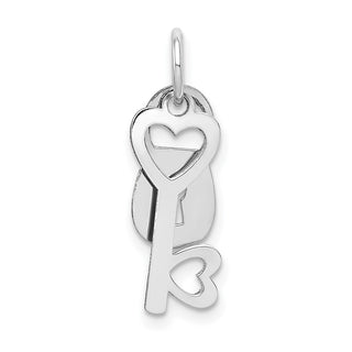 14k White Gold Polished Lock and Key Charm