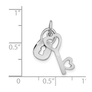 14k White Gold Polished Lock and Key Charm