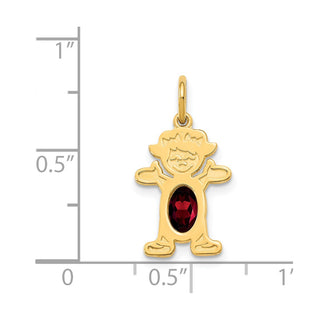 14k Yellow Gold Girl 6x4 Oval Genuine Garnet-Jan Pendant