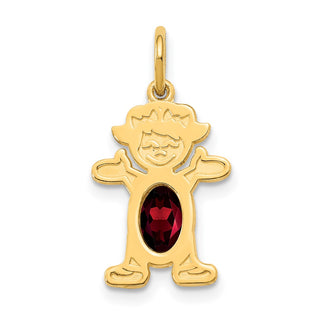 14k Yellow Gold Girl 6x4 Oval Genuine Garnet-Jan Pendant