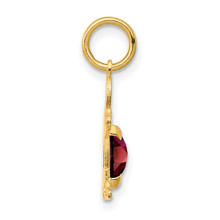 14k Yellow Gold Boy 6x4 Oval Genuine Garnet-January Pendant