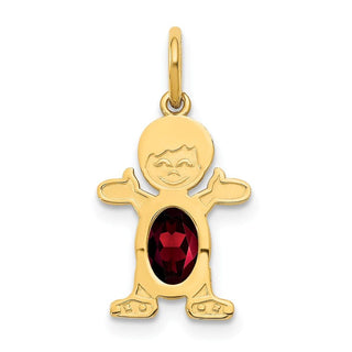14k Yellow Gold Boy 6x4 Oval Genuine Garnet-January Pendant
