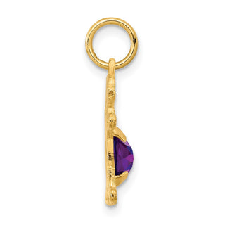 14k Yellow Gold Girl 6x4 Oval Genuine Amethyst-February Pendant