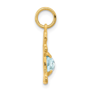 14k Yellow Gold Girl 6x4 Oval Genuine Aquamarine-March Pendant