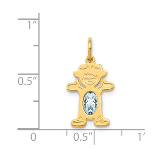 14k Yellow Gold Girl 6x4 Oval Genuine Aquamarine-March Pendant