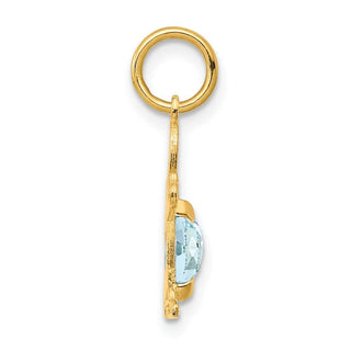 14k Yellow Gold Boy 6x4 Oval Genuine Aquamarine-March Pendant