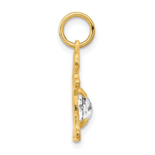 14k Yellow Gold Girl 6x4 Oval Genuine White Topaz Pendant