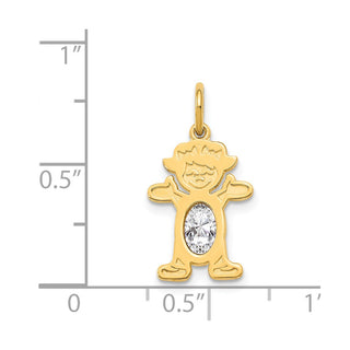 14k Yellow Gold Girl 6x4 Oval Genuine White Topaz Pendant