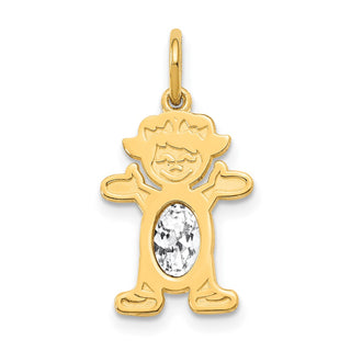 14k Yellow Gold Girl 6x4 Oval Genuine White Topaz Pendant