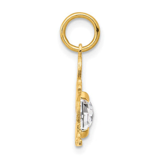 14k Yellow Gold Boy 6x4 Oval Genuine White Topaz Pendant