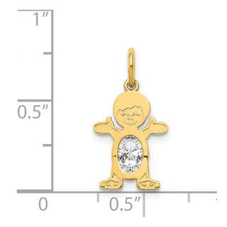 14k Yellow Gold Boy 6x4 Oval Genuine White Topaz Pendant