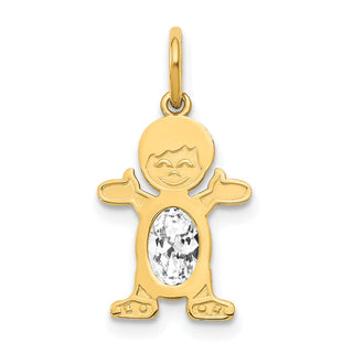 14k Yellow Gold Boy 6x4 Oval Genuine White Topaz Pendant