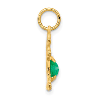 14k Yellow Gold Girl 6x4 Oval Genuine Emerald-May Pendant