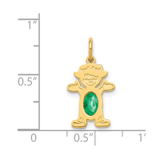 14k Yellow Gold Girl 6x4 Oval Genuine Emerald-May Pendant