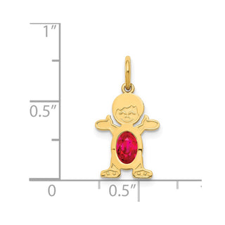 14k Yellow Gold Boy 6x4 Oval Genuine Ruby-July Pendant