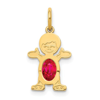 14k Yellow Gold Boy 6x4 Oval Genuine Ruby-July Pendant