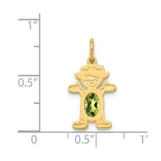 14k Yellow Gold Girl 6x4 Oval Genuine Peridot-August Pendant