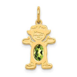 14k Yellow Gold Girl 6x4 Oval Genuine Peridot-August Pendant
