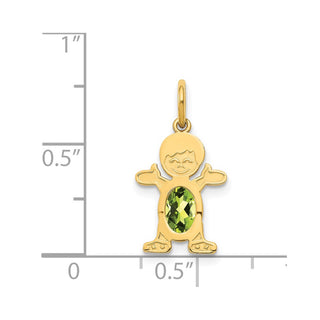 14k Yellow Gold Boy 6x4 Oval Genuine Peridot-August Pendant