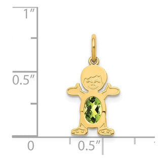 14k Yellow Gold Boy 6x4 Oval Genuine Peridot-August Pendant