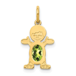 14k Yellow Gold Boy 6x4 Oval Genuine Peridot-August Pendant