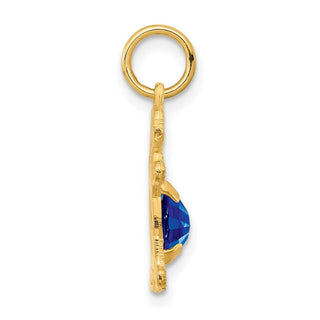 14k Yellow Gold Girl 6x4 Oval Genuine Sapphire-September Pendant
