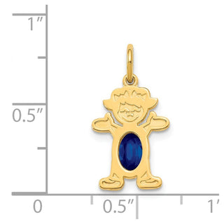 14k Yellow Gold Girl 6x4 Oval Genuine Sapphire-September Pendant