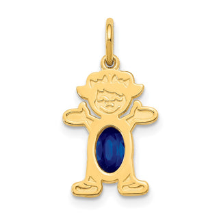 14k Yellow Gold Girl 6x4 Oval Genuine Sapphire-September Pendant