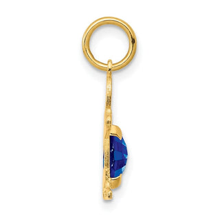 14k Yellow Gold Boy 6x4 Oval Genuine Sapphire-September Pendant
