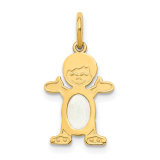 14k Yellow Gold Boy 6x4 Oval Genuine Opal-October Pendant