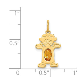 14k Yellow Gold Girl 6x4 Oval Genuine Citrine-November Pendant