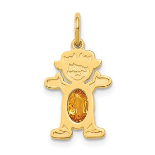 14k Yellow Gold Girl 6x4 Oval Genuine Citrine-November Pendant