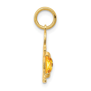 14k Yellow Gold Boy 6x4 Oval Genuine Citrine-November Pendant