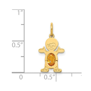 14k Yellow Gold Boy 6x4 Oval Genuine Citrine-November Pendant