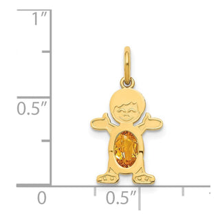 14k Yellow Gold Boy 6x4 Oval Genuine Citrine-November Pendant