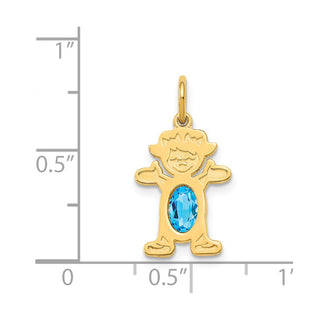 14k Yellow Gold Girl 6x4 Oval Genuine Blue Topaz-December Pendant
