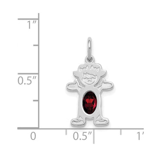 14K White Gold Girl 6x4 Oval Genuine Garnet-January Pendant
