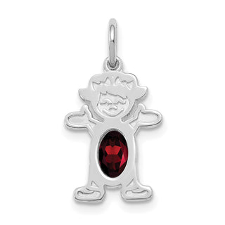 14K White Gold Girl 6x4 Oval Genuine Garnet-January Pendant