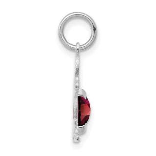 14K White Gold Boy 6x4 Oval Genuine Garnet-January Pendant