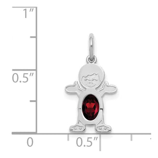 14K White Gold Boy 6x4 Oval Genuine Garnet-January Pendant