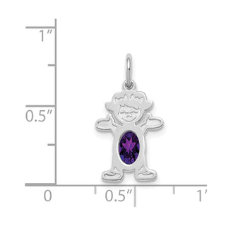 14K White Gold Girl 6x4 Oval Genuine Amethyst-February Pendant
