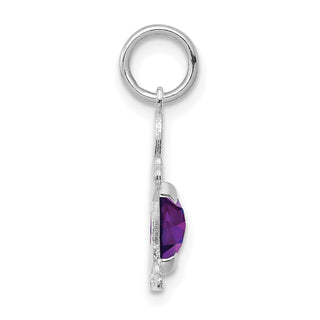 14K White Gold Boy 6x4 Oval Genuine Amethyst-February Pendant