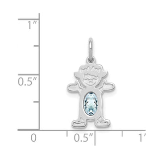 14K White Gold Girl 6x4 Oval Genuine Aquamarine-March Pendant