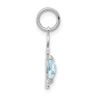 14K White Gold Boy 6x4 Oval Genuine Aquamarine-March Pendant