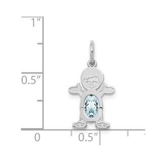 14K White Gold Boy 6x4 Oval Genuine Aquamarine-March Pendant