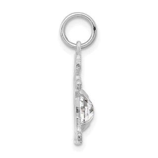 14K White Gold Girl 6x4 Oval Genuine White Topaz Pendant